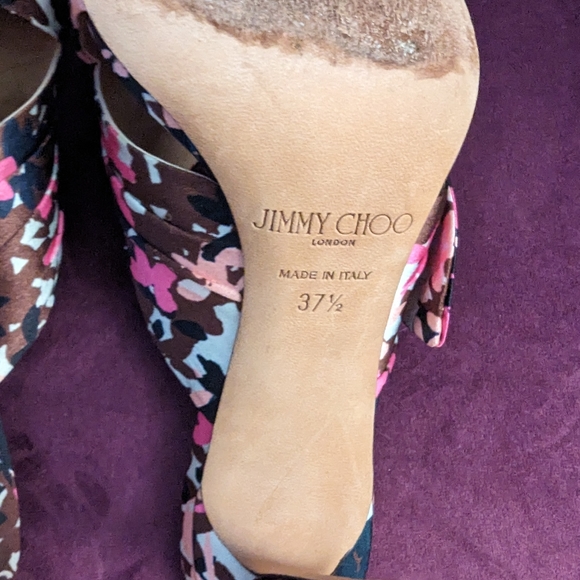 Jimmy achoo Floral Silk Mules 37 1/2 - Picture 5 of 7